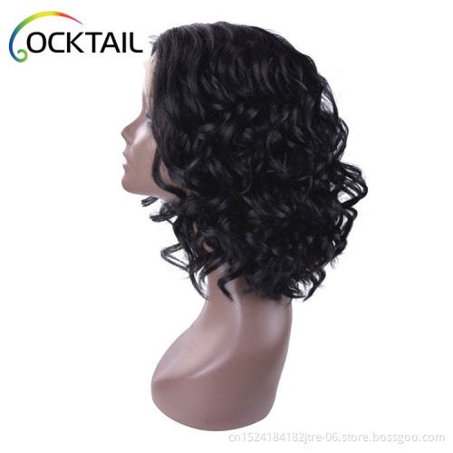 Factory wholesale high temperature fiber short loose curl synthetic lace front wig in stock